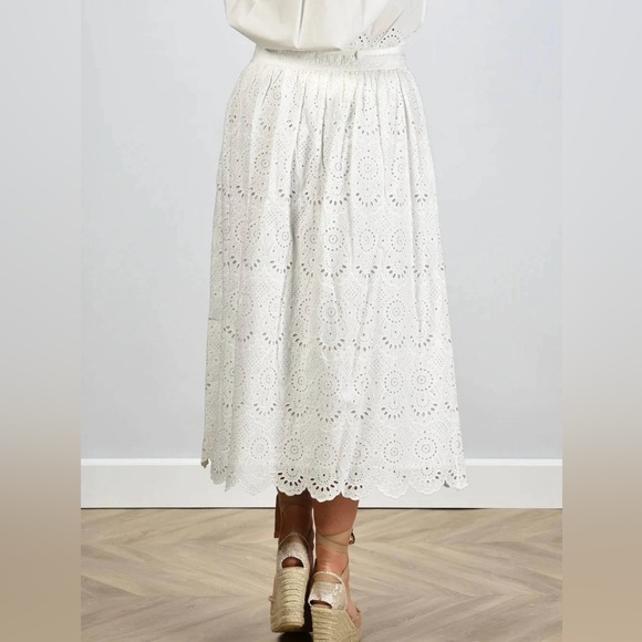 Ulla Johnson The Clarabella Maxi Eyelet Skirt Color Prestine White 100% Cotton 2 - Picture 12 of 14